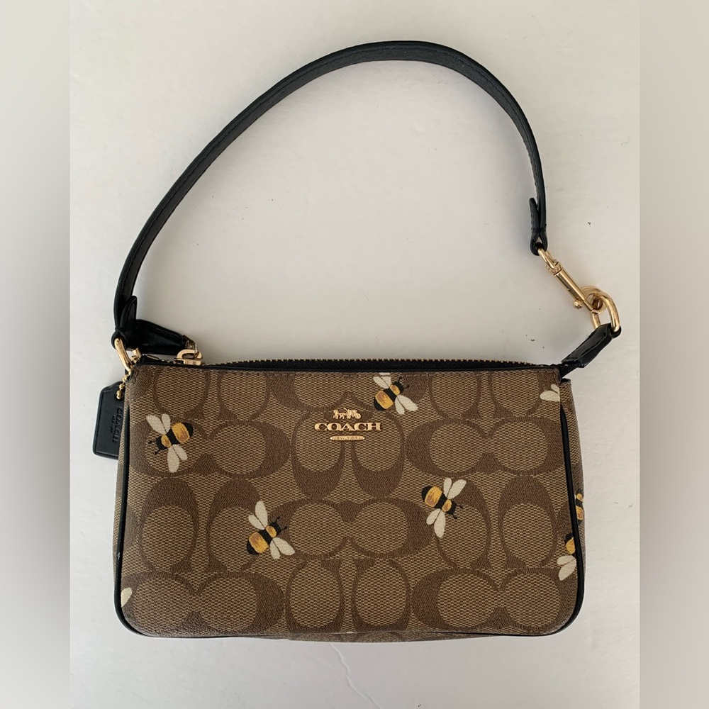 Coach Zip Purse/Wristlet, Signature Canvas Bee Print, Leather, Reduced Shipping